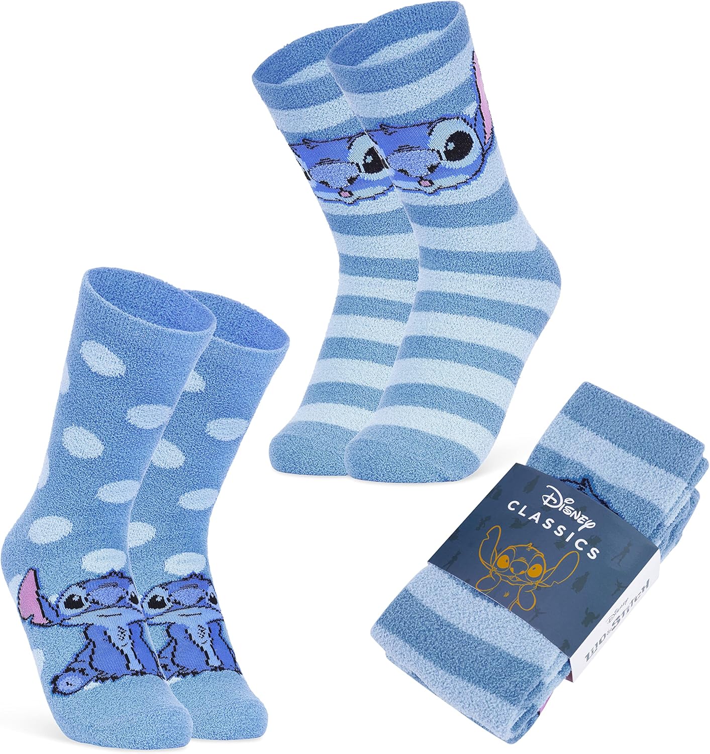 Disney Stitch Slippers Socks Women Pack Fluffy Socks Non Slip
