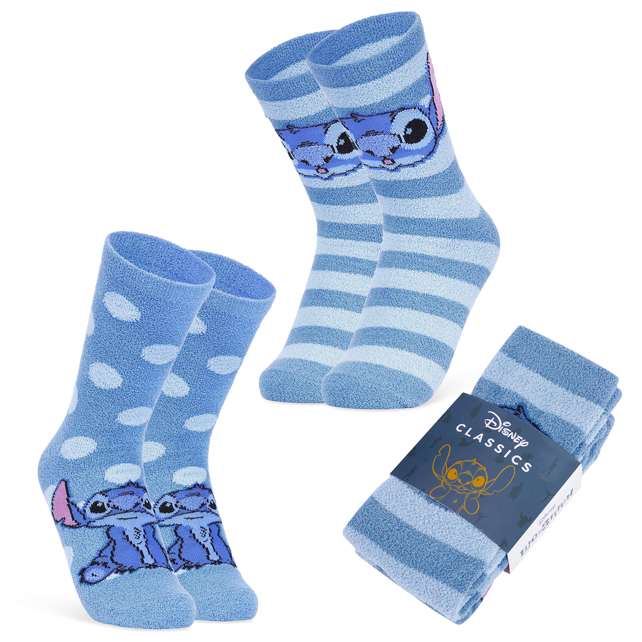Disney Calze Donna a Pantofola - Set 2 Paia Calzini Antiscivolo Invernali Stitch Topolino Minnie Baby Yoda