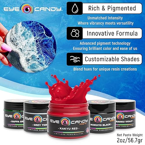 Miniatura 20 de Eye Candy Pasta de pigmento azul turquesa Tiffi Blue (2 oz/RAL 6027) Pasta de arte de resina epoxi, altamente pigmentada, arte de resina