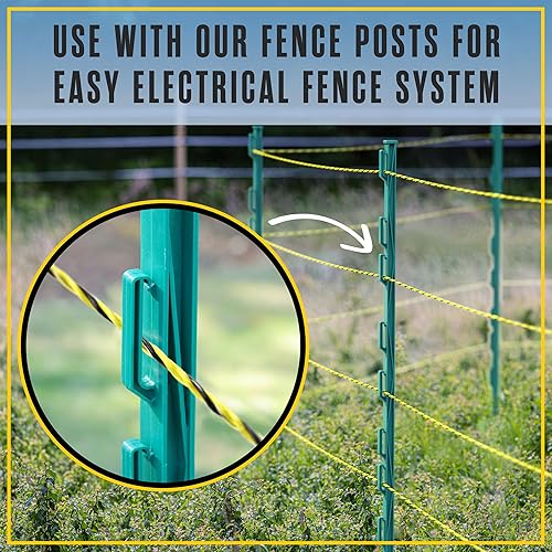 Miniatura 5 de Houseables Alambre eléctrico para cerca, valla de alambre caliente, valla eléctrica, valla de ganado, cuerda de alambre eléctrico para pollo,