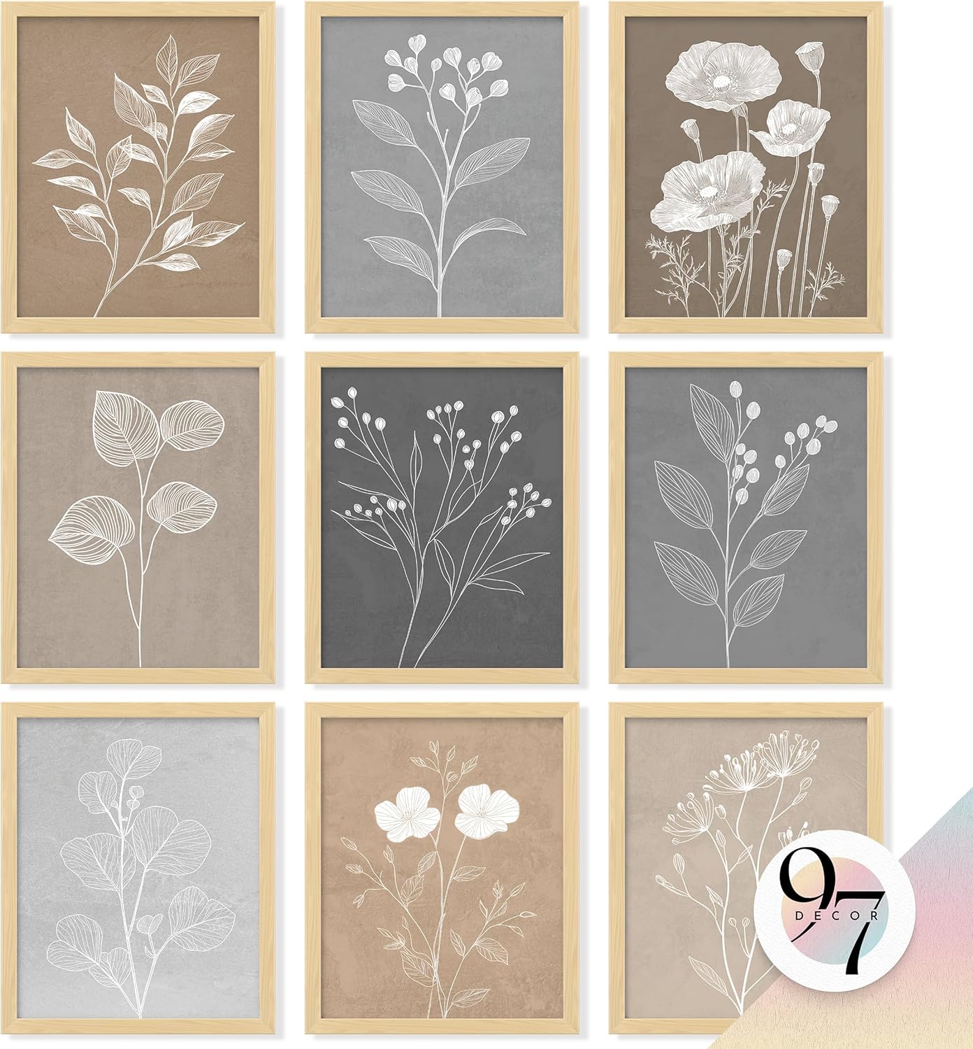 97Decor Vintage Botanical Wall Art - Retro Floral Farmhouse Prints, 8x10 Unframed Posters for Bedroom Office Decor