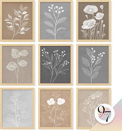97 Decor Arte de pared botánico vintage  Pósteres florales retro para pared, cuadros de granja, impresiones botánicas vintage para decoración del