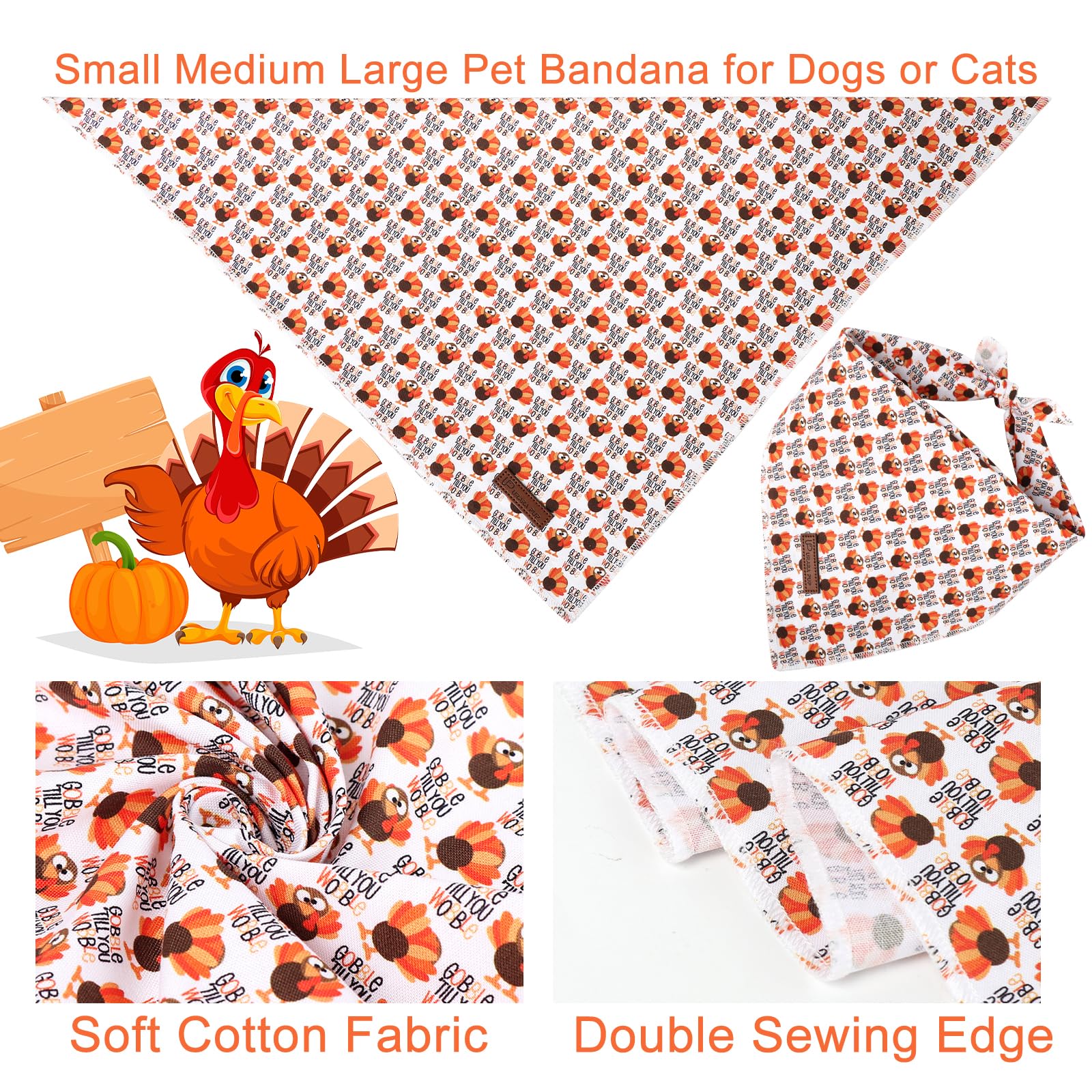 Bandana de Acción de Gracias para Perro, Bufanda Triangular con patrón de Pavo, pañuelo de algodón para Mascotas, para Perros o Gatos, Lindo pañuelo para Cachorros, Regalos Elegantes de