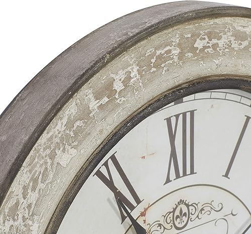 Miniatura 5 de Deco 79 Reloj de pared decorativo de madera, reloj de pared envejecido para el hogar, reloj de pared para habitación 24 x 2 x 24 pulgadas, color