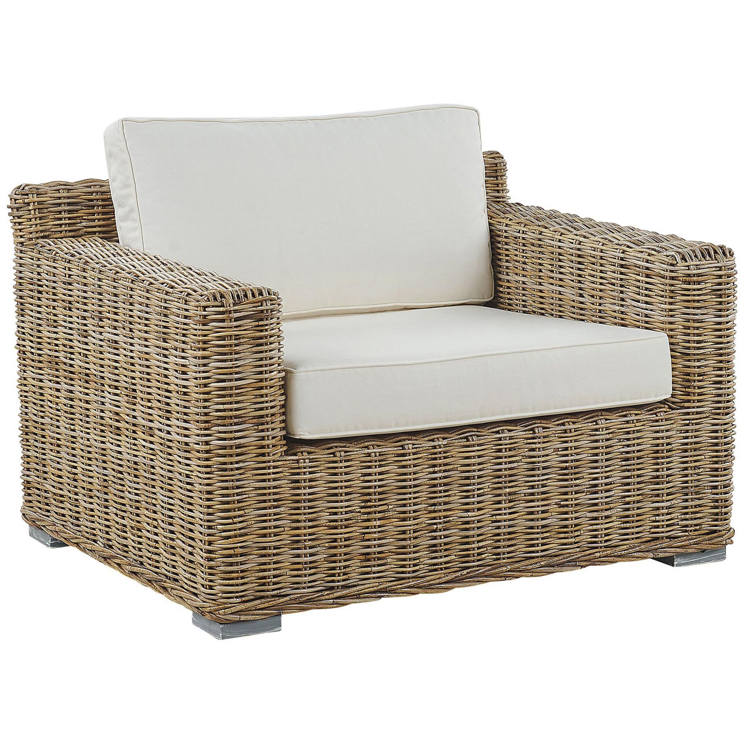 Praktisches Gartensessel Set Rattan hellbraun Auflagen in Cremeweiß Ardea