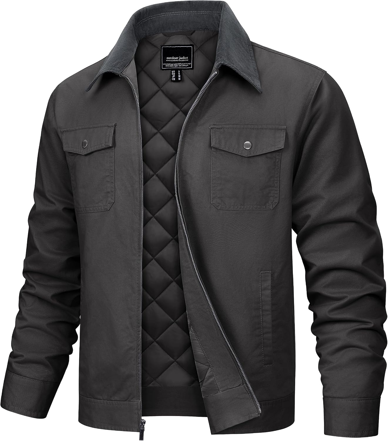 TACVASEN Men's Casual Quilted Cotton Jacket Work Shacket for Fall & Winter