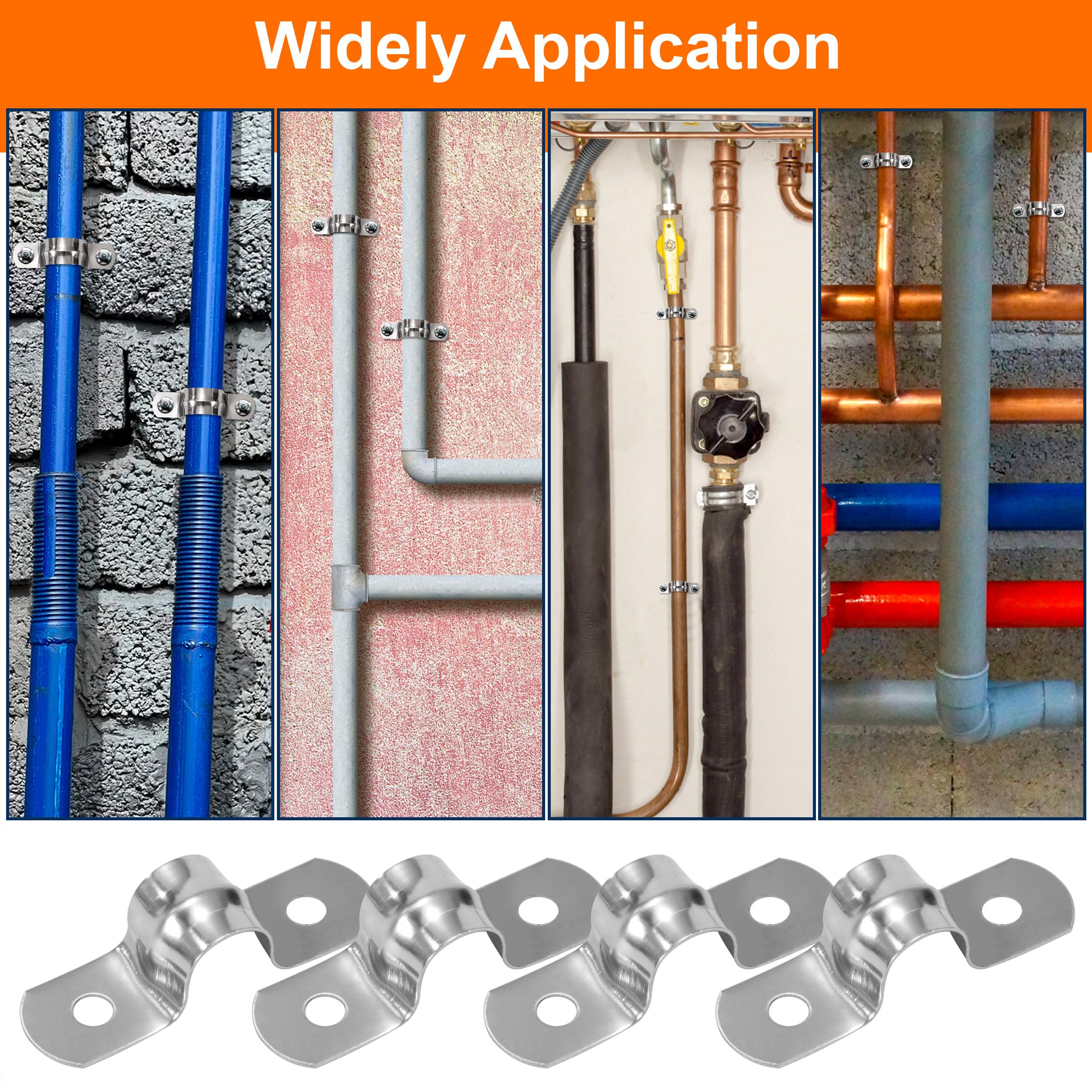 QIMEI-SHOP Abrazaderas Metalicas para Tubos 10mm Abrazadera Tubo en U de Acero Inoxidable 304 para Tubos de Agua Manguera Sujetador 30 Piezas