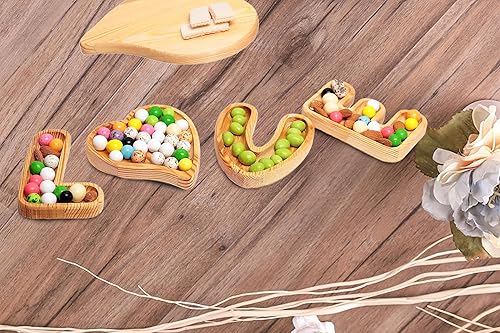 Miniatura 5 de OZWOON - Juego de platos de madera con forma de corazón, regalo ideal e ideal para ocasiones especiales para aperitivos, dulces, nueces,
