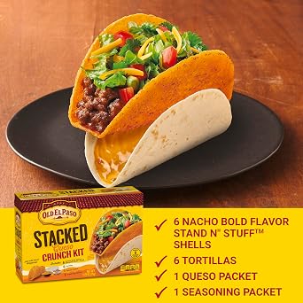 Old El Paso Stacked Queso Crunch Taco Kit, 6-count, 13.25 oz. (Pack of 2)