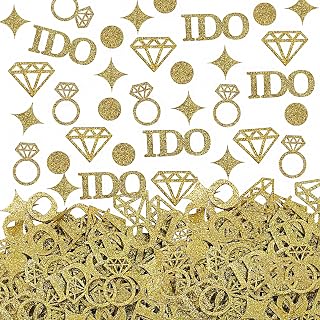 250PCS Bridal Shower Table Confetti Wedding Gold Glitter Diamond Ring I DO Table Paper Confetti for Bachelorette Engagement Bride to Be Party Decorations