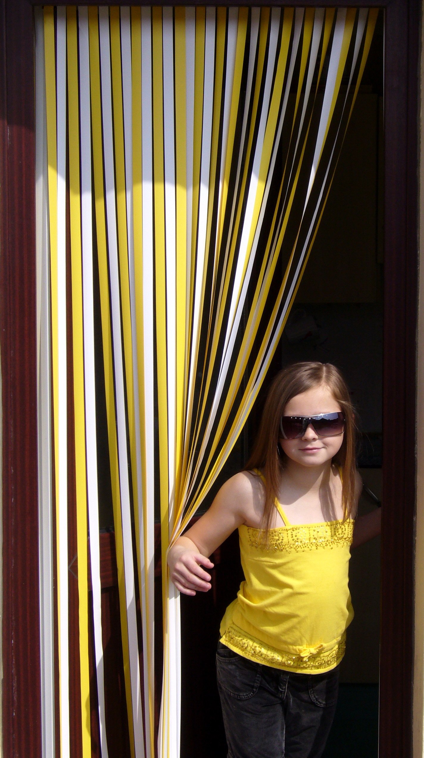 Caravan/RV Door Curtain,Bug Blind,Fly Blind,Strip Blind-YELLOW & WHITE