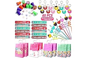 Adorable Donut Gift Bags with Keychain, Wristband, Stamps, Straw & Stickers