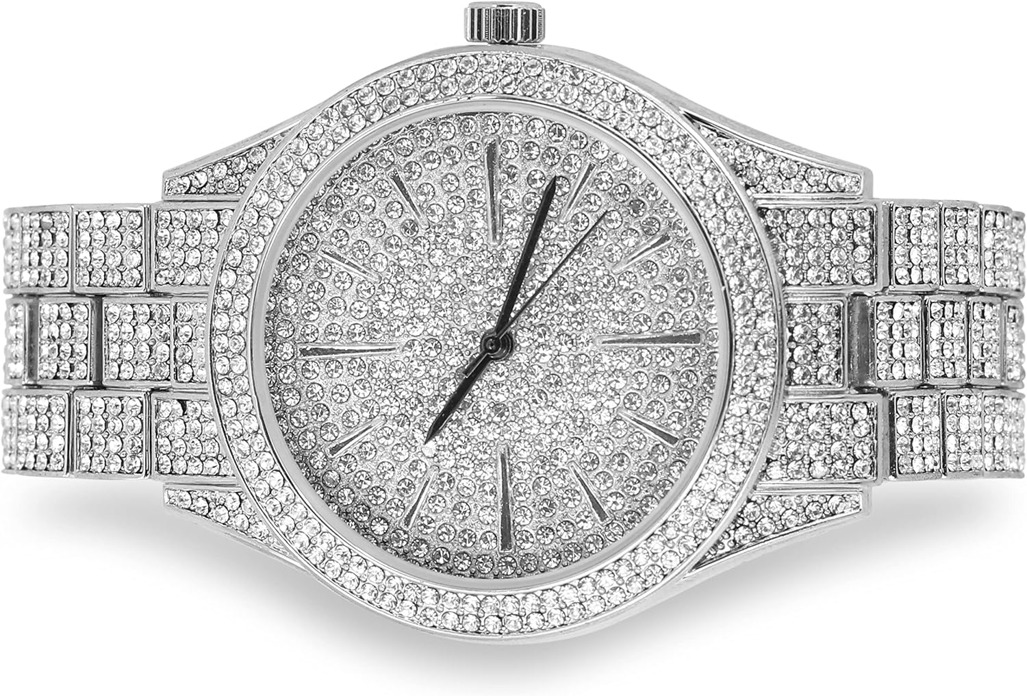 Techno Pave Mens 42mm Iced Out Classy Metal Band Watch