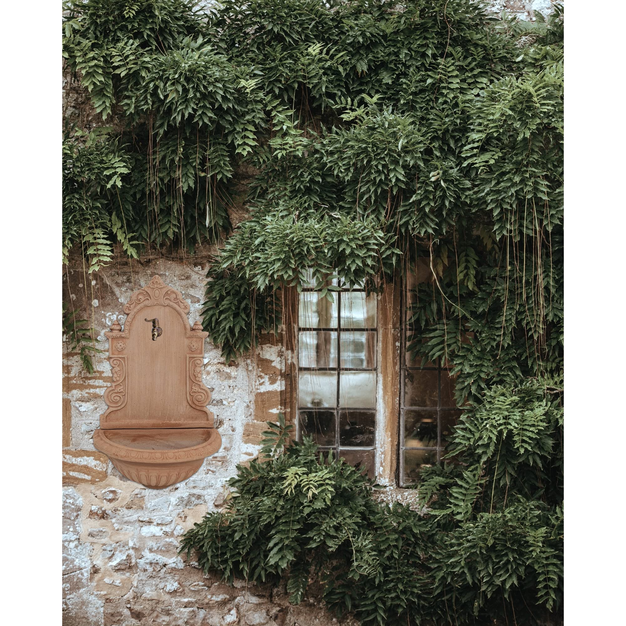 Fontana da giardino a muro Fontana terracotta 65x40x25 cm Made in Italy
