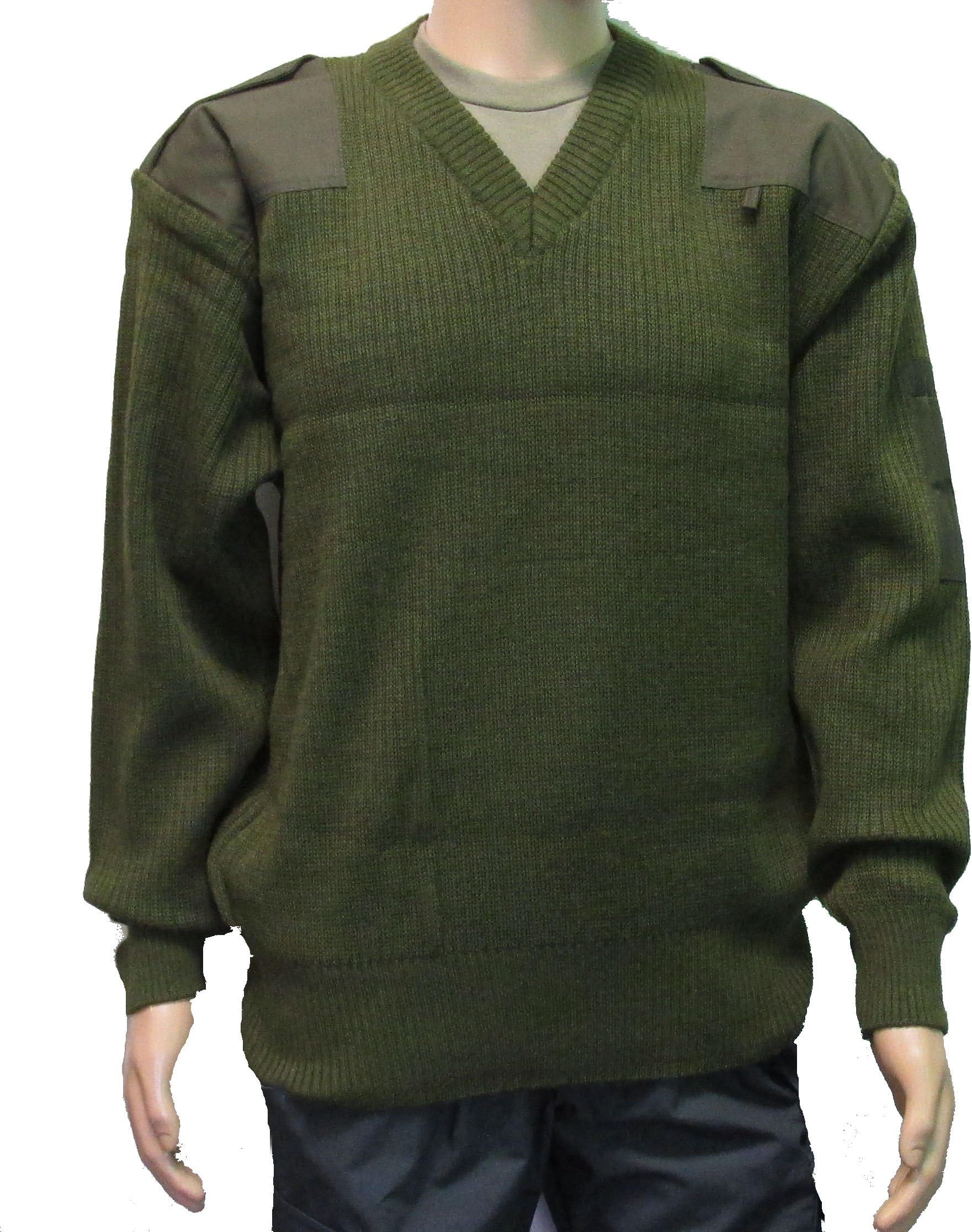 Italian Military Pullover Sweater V-Neck - O.D. Green - XL