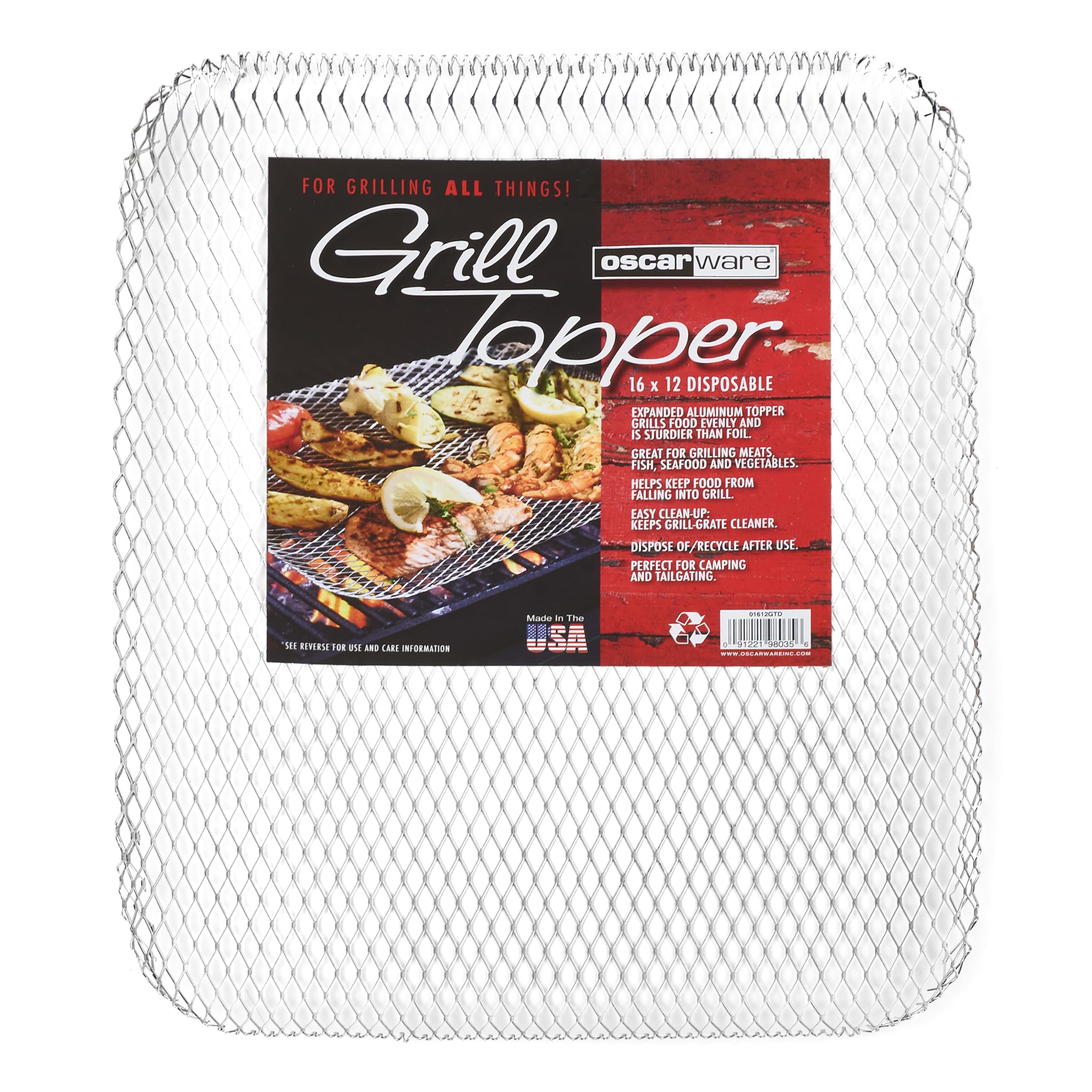 Oscarware 16" x 12" Disposable Grill Topper, Aluminum, 24-Pack – Perfect for BBQs, Tailgates, and Camping