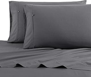 Nautica - Full Sheet Set, Cotton Percale Bedding Set, Crisp & Cool, Lightweight & Breathable (Whale Grey, Full)