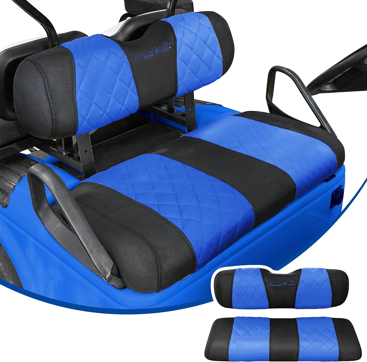 Jaxpare Golf Cart Seat Covers for EZGO TXT and RXV Golf Carts.Breathable and Washable Sandwich Mesh Air Spacer.Renew Your Golf Cart. (Blue/Black)