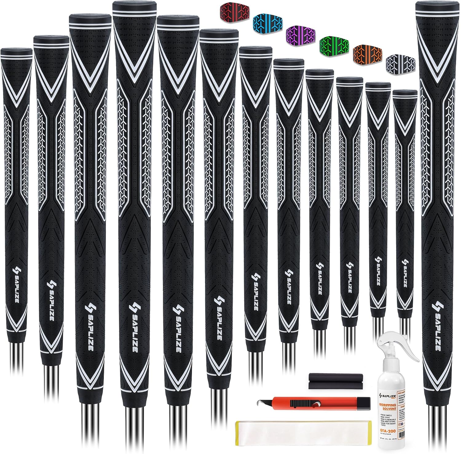 SAPLIZE High-performance Rubber Golf Grips 13 Pack, High Shock Absorption, Non-slip, Choose, Std/Mid/Jumbo, CC10 Series