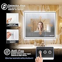 Vista 73 de 88x38 Large Light Bathroom Mirror - Backlit and Front Lighted LED Wall-Mounted Vanity Mirror Modern Rectangle Black Mirror, Dimmable, Anti-Fog