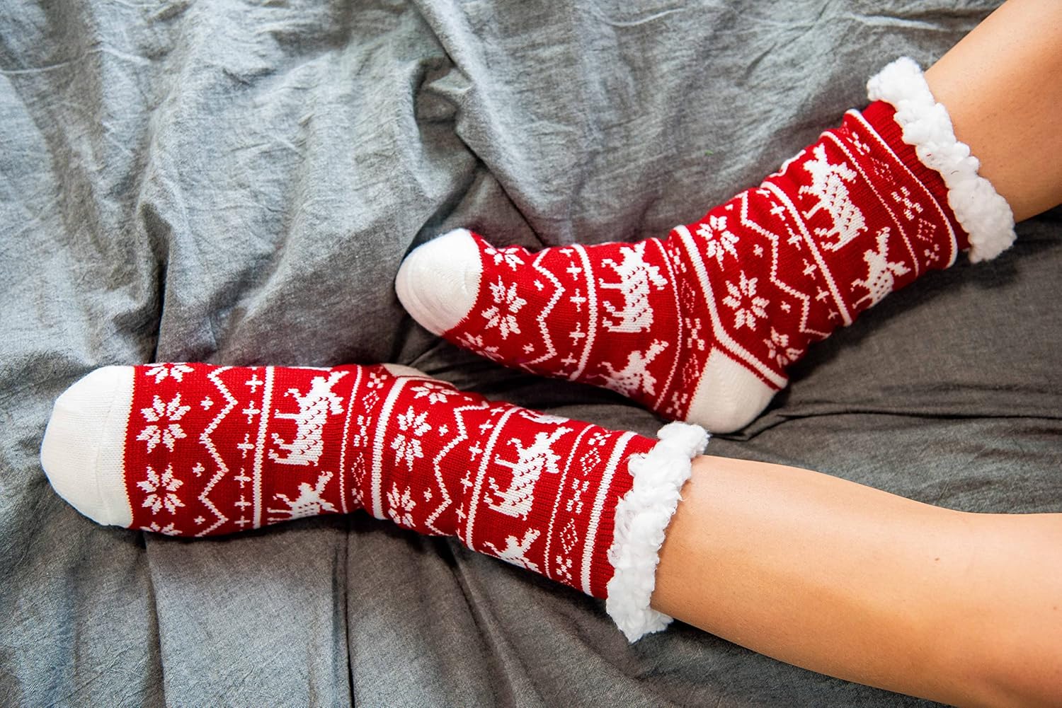 Lazy One Plush Nonskid Socks With Cute Designs for Women, Fuzzy Sherpa Fleece-Lined - Image 5