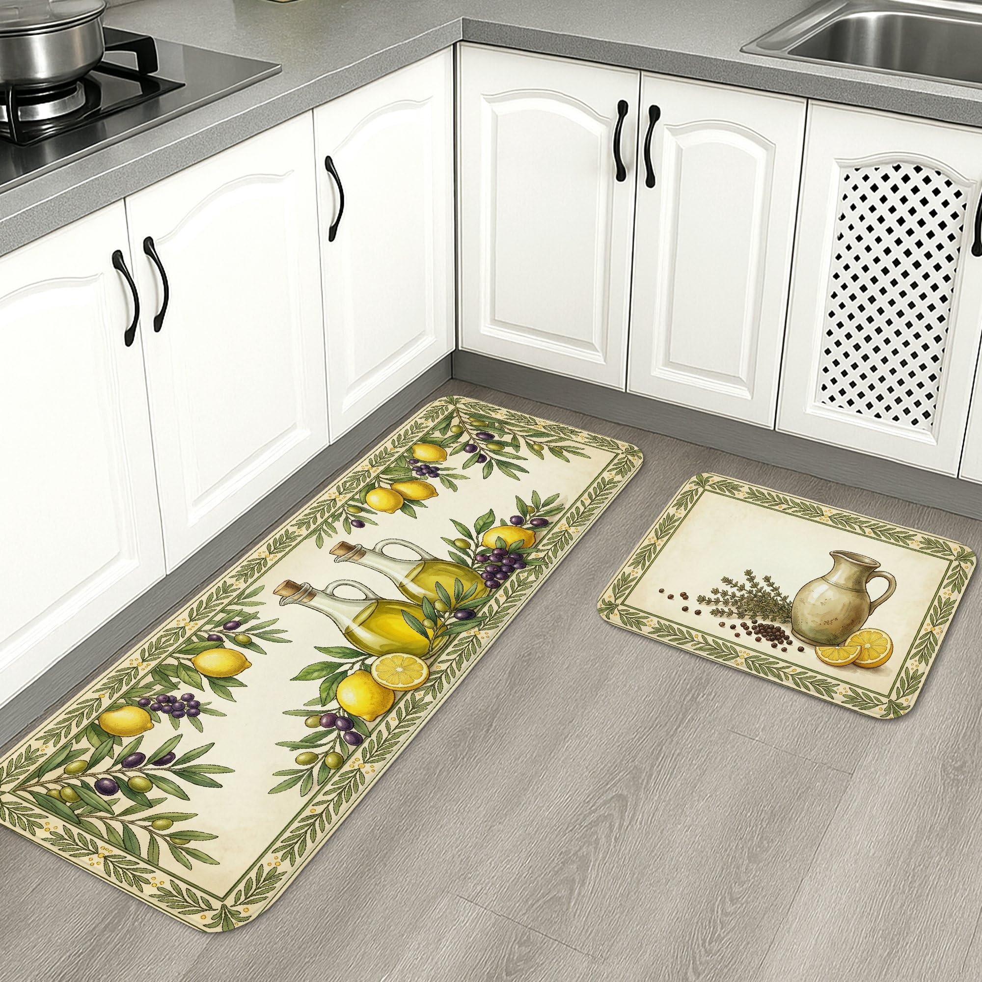 Tapis de cuisine pour sol dur : lot de 2 lavable et rembourré contre la fatigue