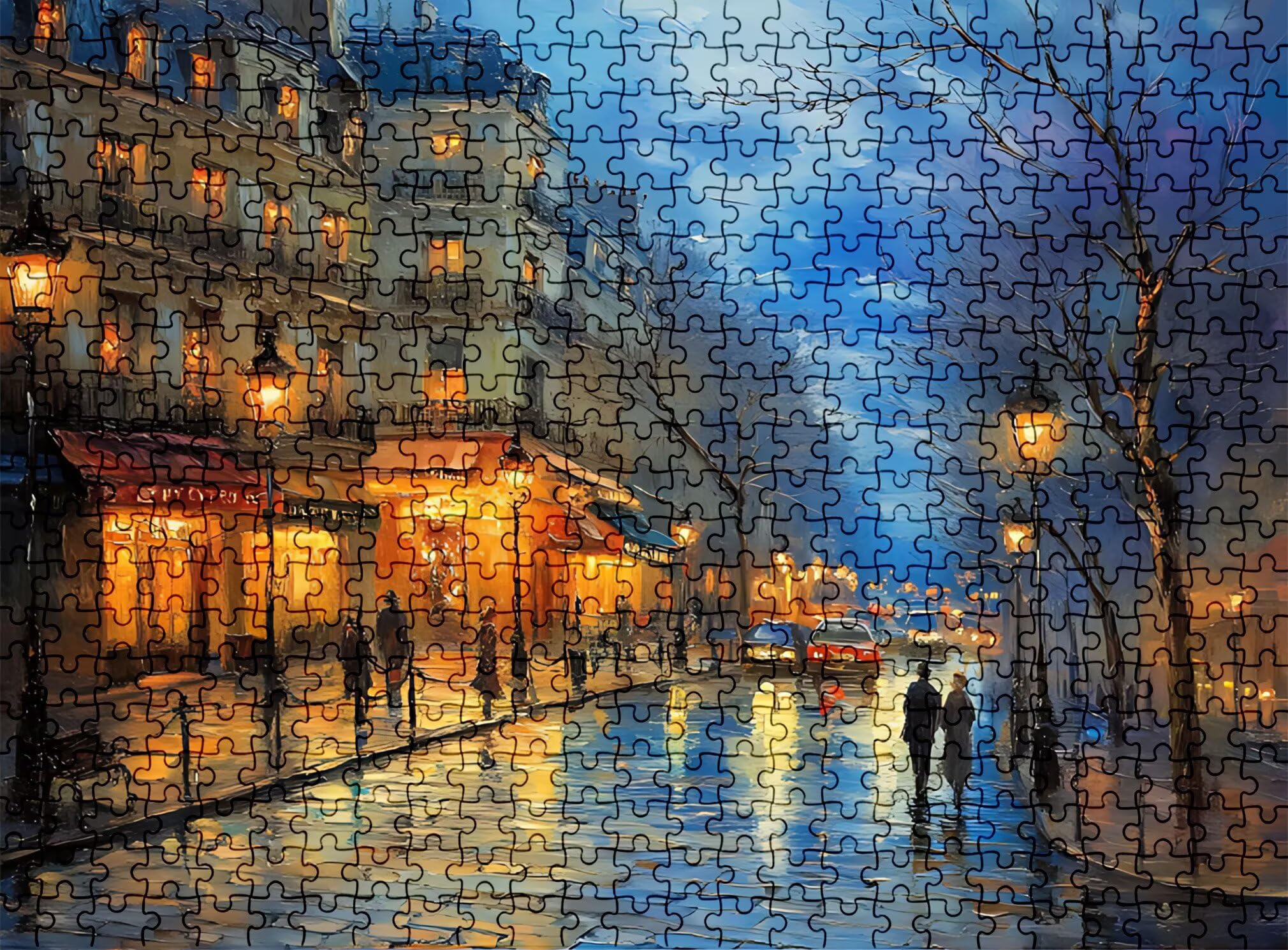 Ciudad Calle-2 Puzzle 1000 Piezas Adultos, Rompecabezas con Letras en la Parte Posterior - Piezas Que Encajan Perfectamente, Reto de Concentración, Regalo para Mujer y Decor Hogar, 75 x 50 cm w0-56