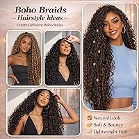 Vista 6 de Mezcla de cabello humano trenzado sintético de onda profunda a granel para trenzar, 16 pulgadas, cabello trenzado húmedo y ondulado, 2 piezas