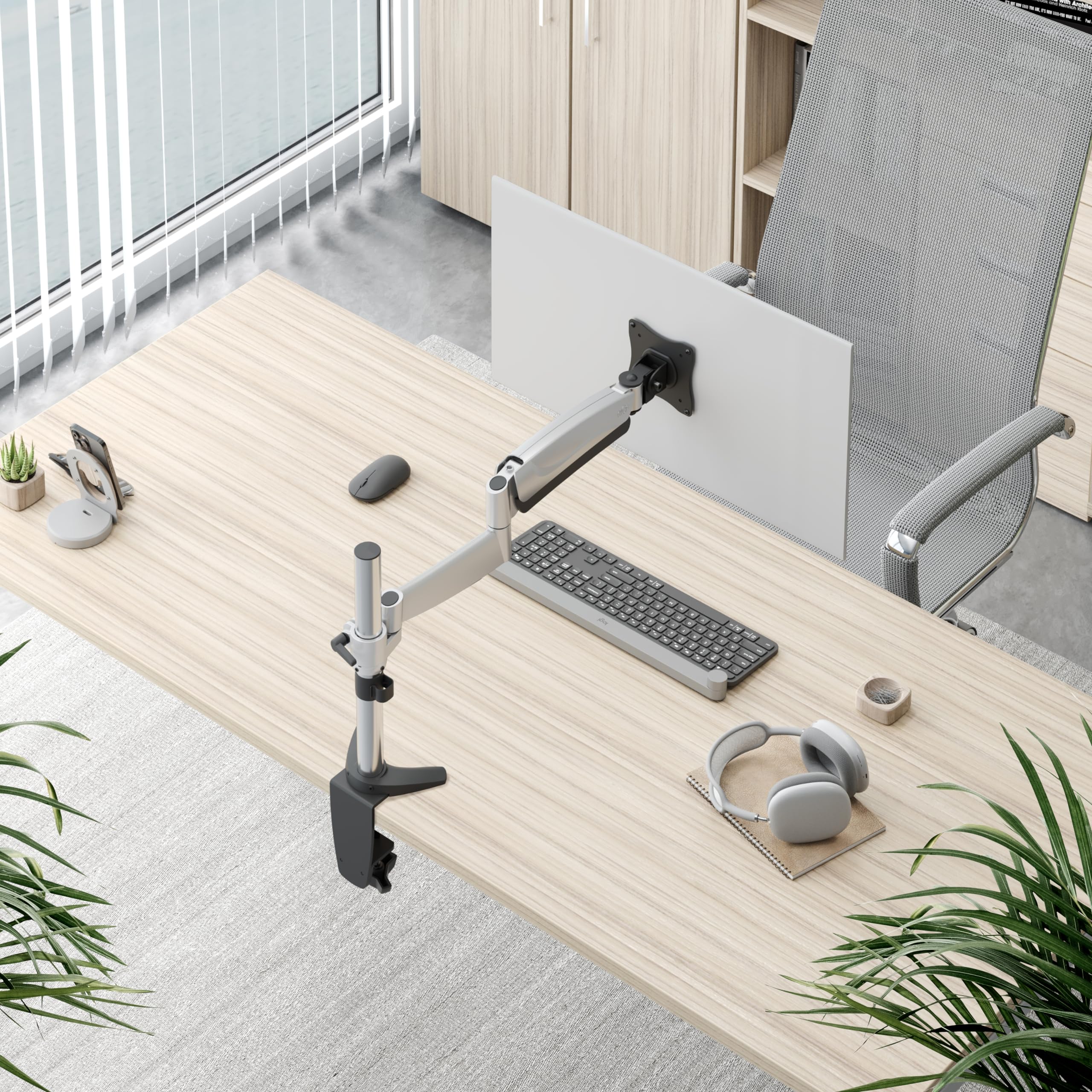 RICOO TS3011 Support Écran PC TV 13 17 19 22 24 27 28 32 34 Pouces VESA 75x75 100x100 Ressort à gaz Orientable Inclinable Rotatif Universel Fixation Bureau Pince de Table