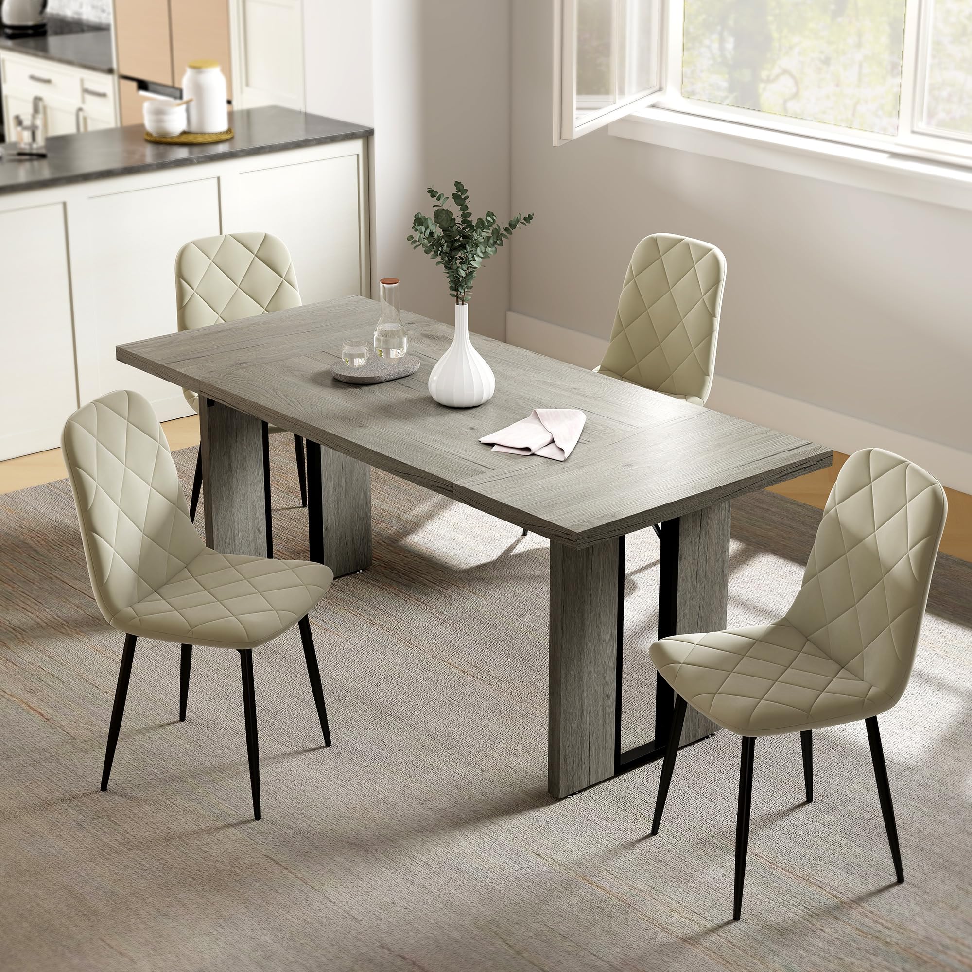 HOMCOM Tavolo da Pranzo per 8 Persone, Tavolo Cucina con Piano Spesso, Tavolino da Soggiorno e Sala da Pranzo Rettangolare in Stile Industriale, 180x80x75 cm, Grigio