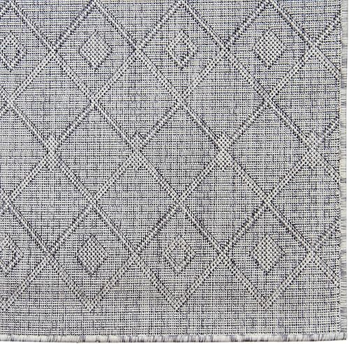 Vista 771 de Unique Loom Alfombra Colección enrejado Marroquí Celosía Transicional Interior y Exterior, Polipropileno Gris carbón/natural