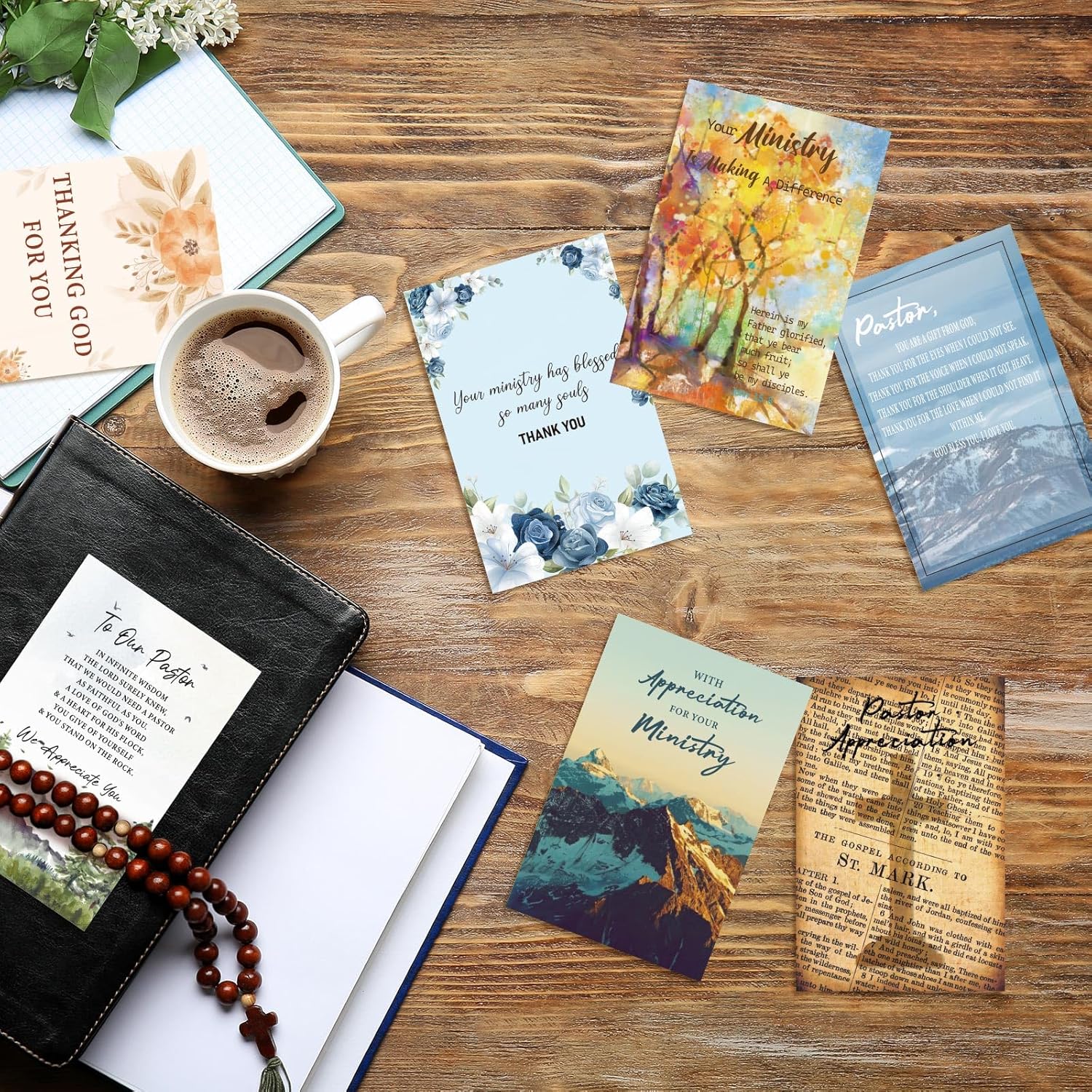 24 Pack Christian Ministry Appreciation Card Religious Thank You Greeting Card with 24 Envelopes Stickers for Minister Pastor Church Staff Volunteers Ministry Appreciation Gift Card - Image 6