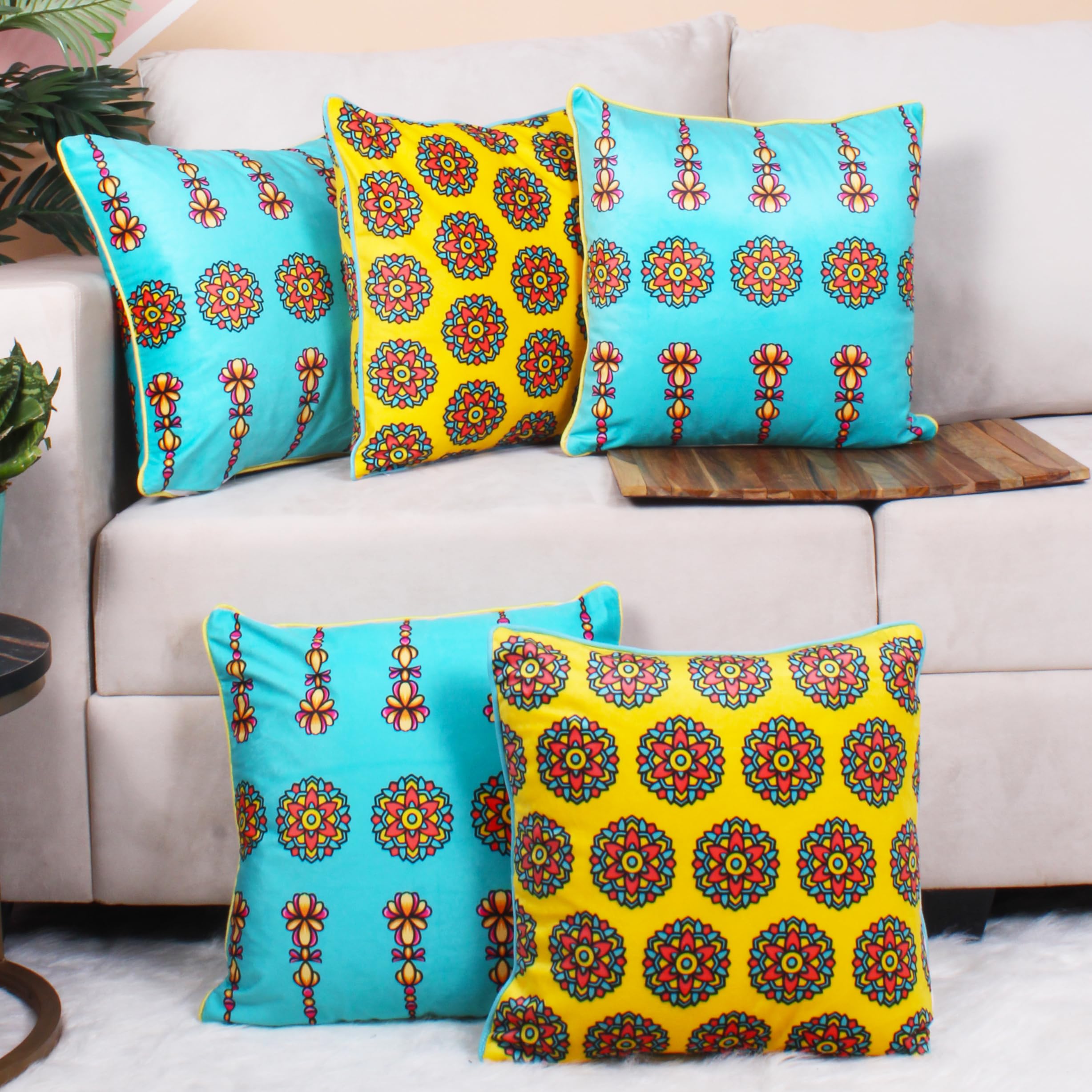 BRICK HOME Blossom Both Sided Printed Velvet Cushion Cover with Piping Set of 5 Combo, 12 x 12 Inches (B0BRKNMPKN) Amazon Price History, Amazon Price Tracker