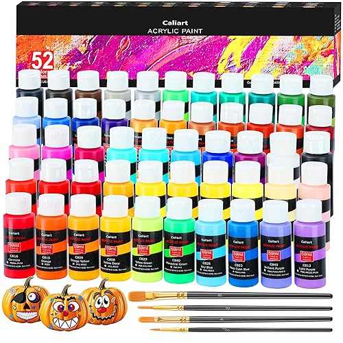 Caliart Acrylic Paint Set, 52 Colors Art Craft Paints, Rich