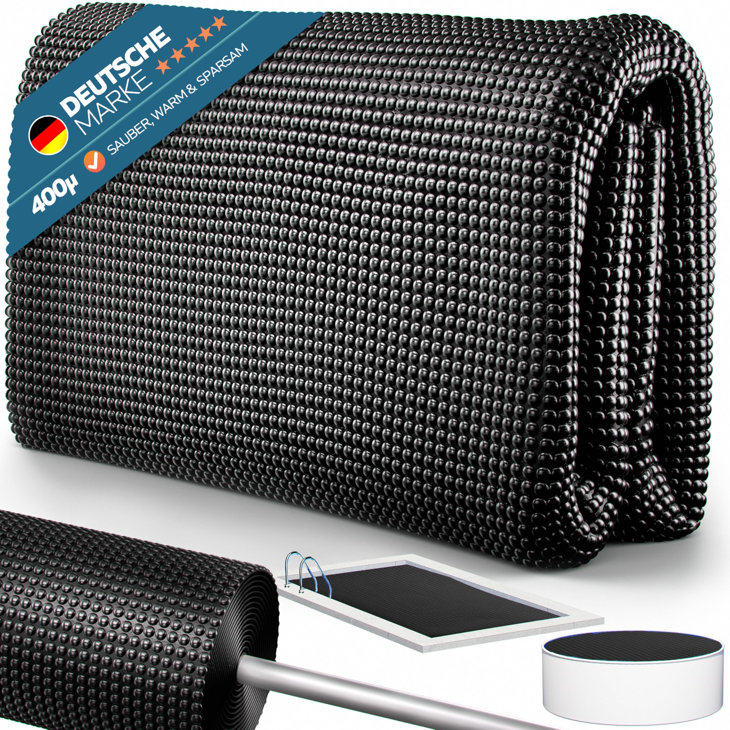 poolomio® Solarplane Pool rechteckig 376x178 cm | 400 µm Solarfolie blau mit 10 mm Luftpolster | Solarabdeckplane Solarpolplane zuschneidbar | Noppenfolie als Wärmefolie & Solar Poolabdeckung