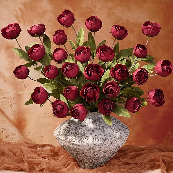 6 Pcs Faux Peonies Artificial Flowers for Vase, 27" Fake Silk Peonies Flowers for Wedding, Vase Filler White Flowers for DIY Bouquets Centerpieces Bridal Shower Office Decor