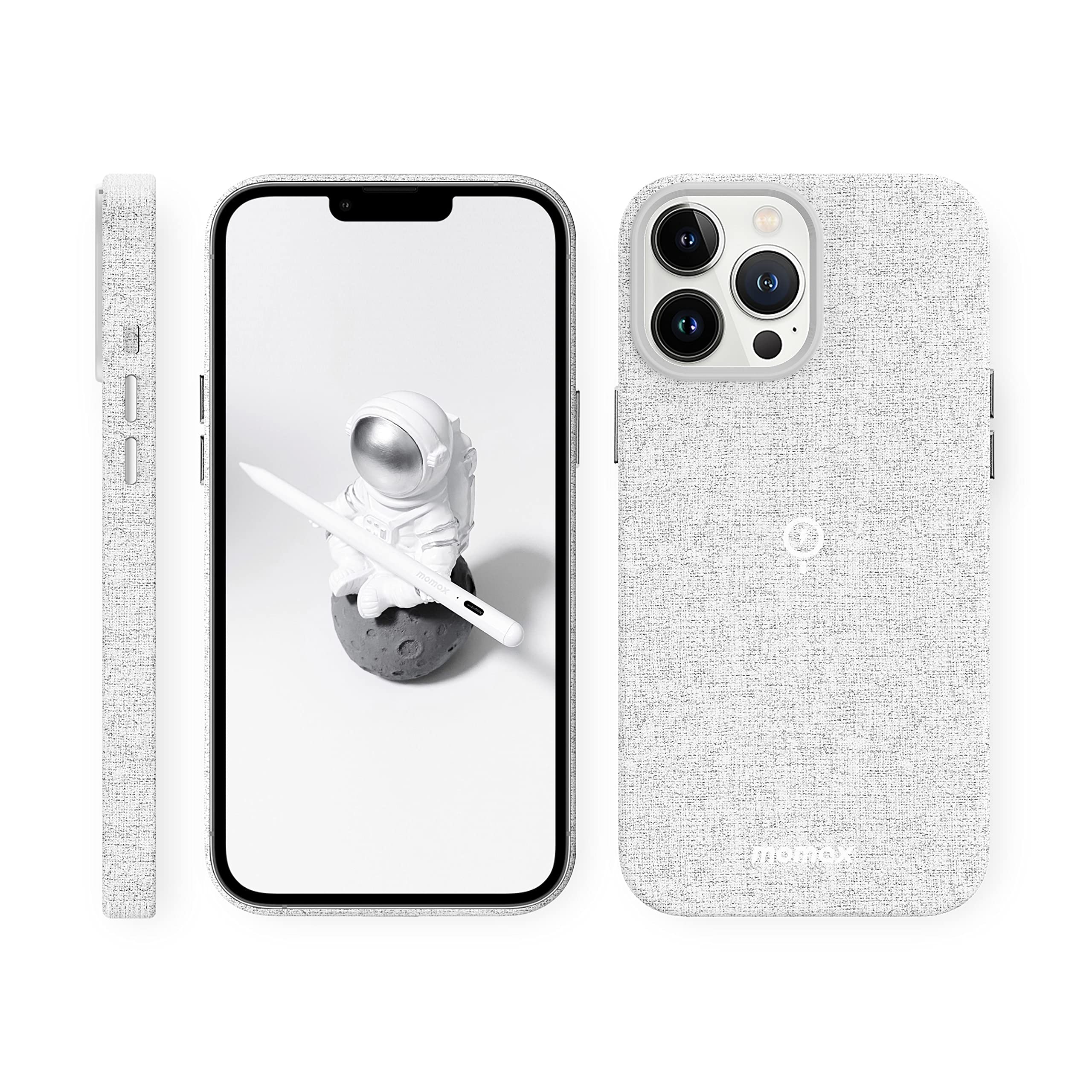 Momax Fusion Series Woven Texture Print Faux Leather Case Compatible with Magsafe for iPhone 13 Pro