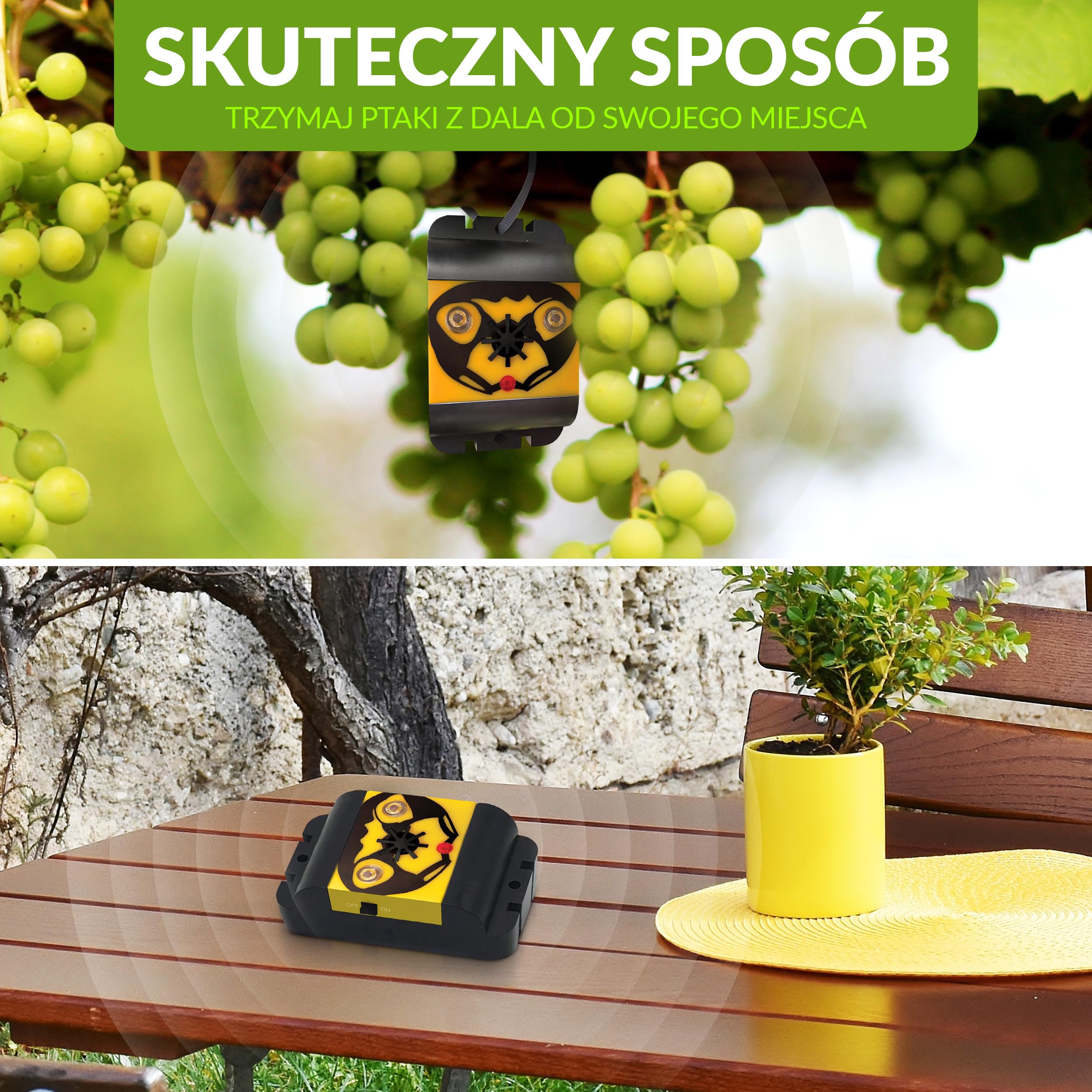 ISOTRONIC Odstraszacz ptaków i gołębi – Ultradźwięki i lampa błyskowa – Bateryjny – Na balkon i do ogrodu – Skuteczna ochrona przed ptactwem – Zasięg 40 m² (2 sztuki)