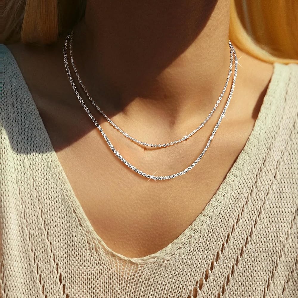 JeweBella Collier Perle Femme Homme Argent 925 Élégant Retro Collier