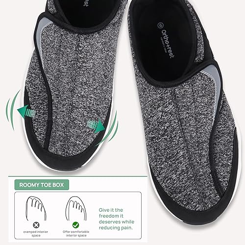 Miniatura 4 de Ortho+rest Zapatos para diabéticos para hombre, pies hinchados, para caminar, para caminar, con soporte para el arco, zapatillas ortopédicas