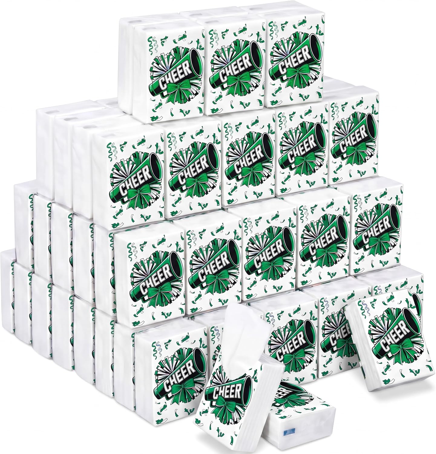 Thenshop 50 Packs Cheerleader Gifts Bulk Travel Size Tissues Bulk Cheer Pocket Tissues Gifts for Team Cheer Senior Night Party Favors Cheerleading Accessories Teammates Supplies(Black)