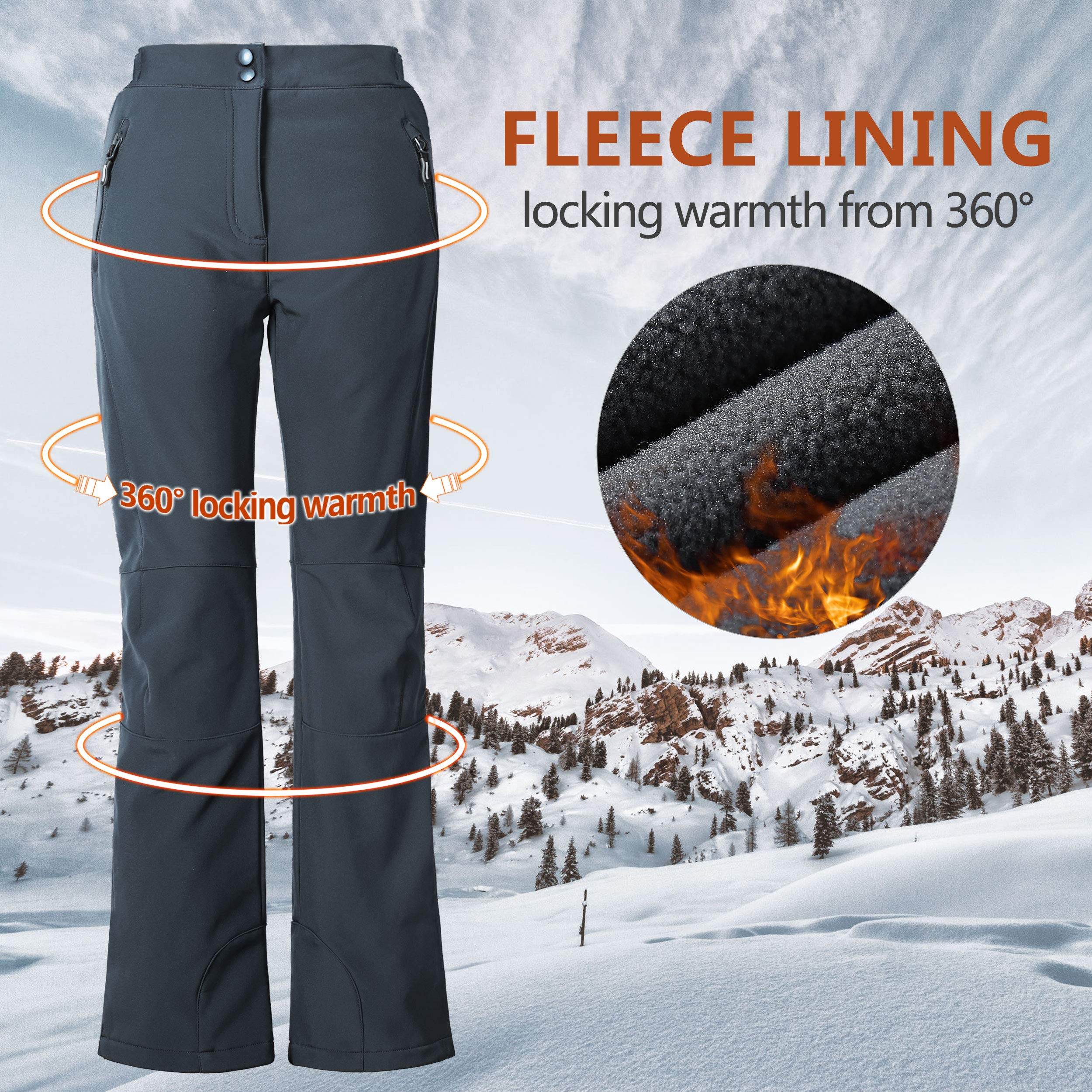 Outdoor Ventures Pantalones de esquí para mujer, pantalones de senderismo, impermeables, pantalones térmicos de invierno, ropa térmica, pantalones de esquí, pantalones de trabajo