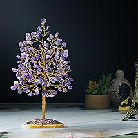 Vista 180 de Rose Quartz Gemstone Tree of LifeNatural Reiki Crystals Gemstone Chakra Tree for Positive Energy, Geode Agate Slice Base, Feng Shui Decor, Good