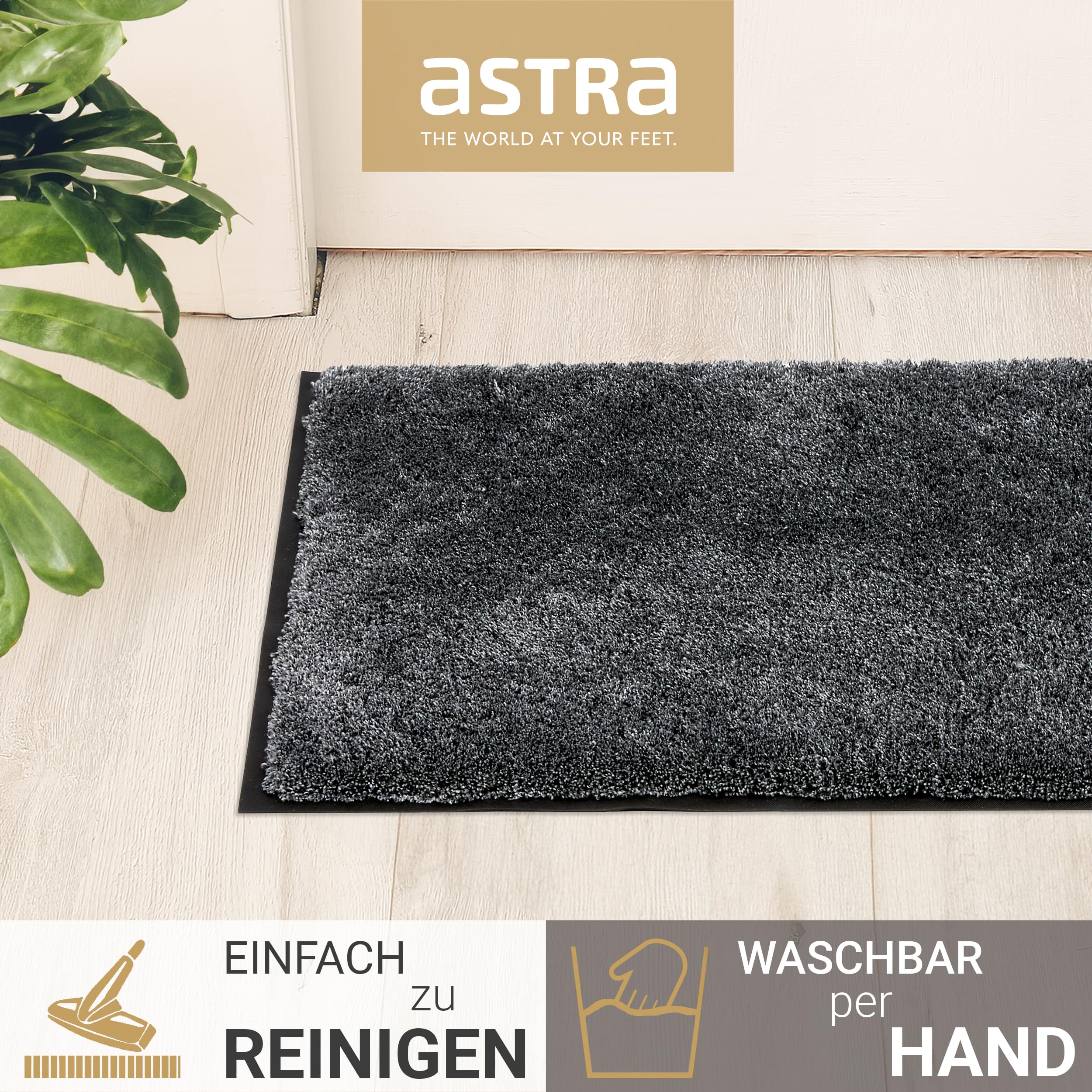 Rutschfeste Schmutzfangmatte innen weich - Anthrazit 80x120cm (Rechteckig) | Pflegeleichte Sauberlaufmatte Eingang Fussmatte rutschfest Läufer Flur waschbar per Hand Türmatte PVC frei Fußmatte indoor
