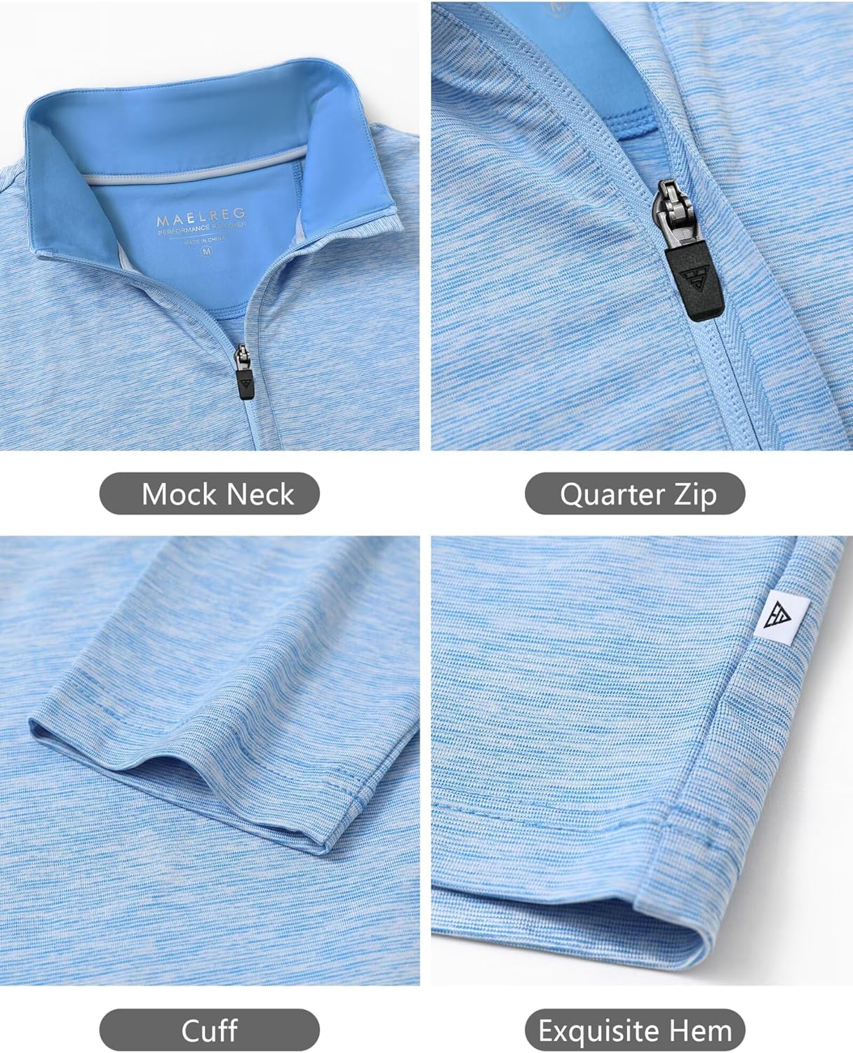 M MAELREG Quarter Zip Pullover Men Dry Fit Brushed Performance Long Sleeve Mock Neck Sports Golf 1/4 Zip Sweatshirts for Men - Image 6