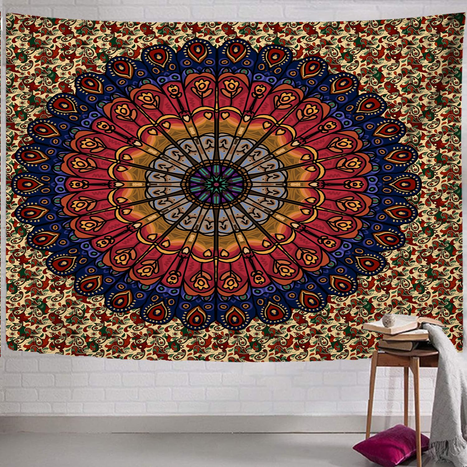 Tapiz Hippie Con Ojos Psicodélicos, Tapiz De Mar Trippy Tapiz Bohemio De Pavo Real, Tapiz Abstracto De Océano Para Colgar En La Pared Para Habitación (23.1 X 59.0 Pulgadas