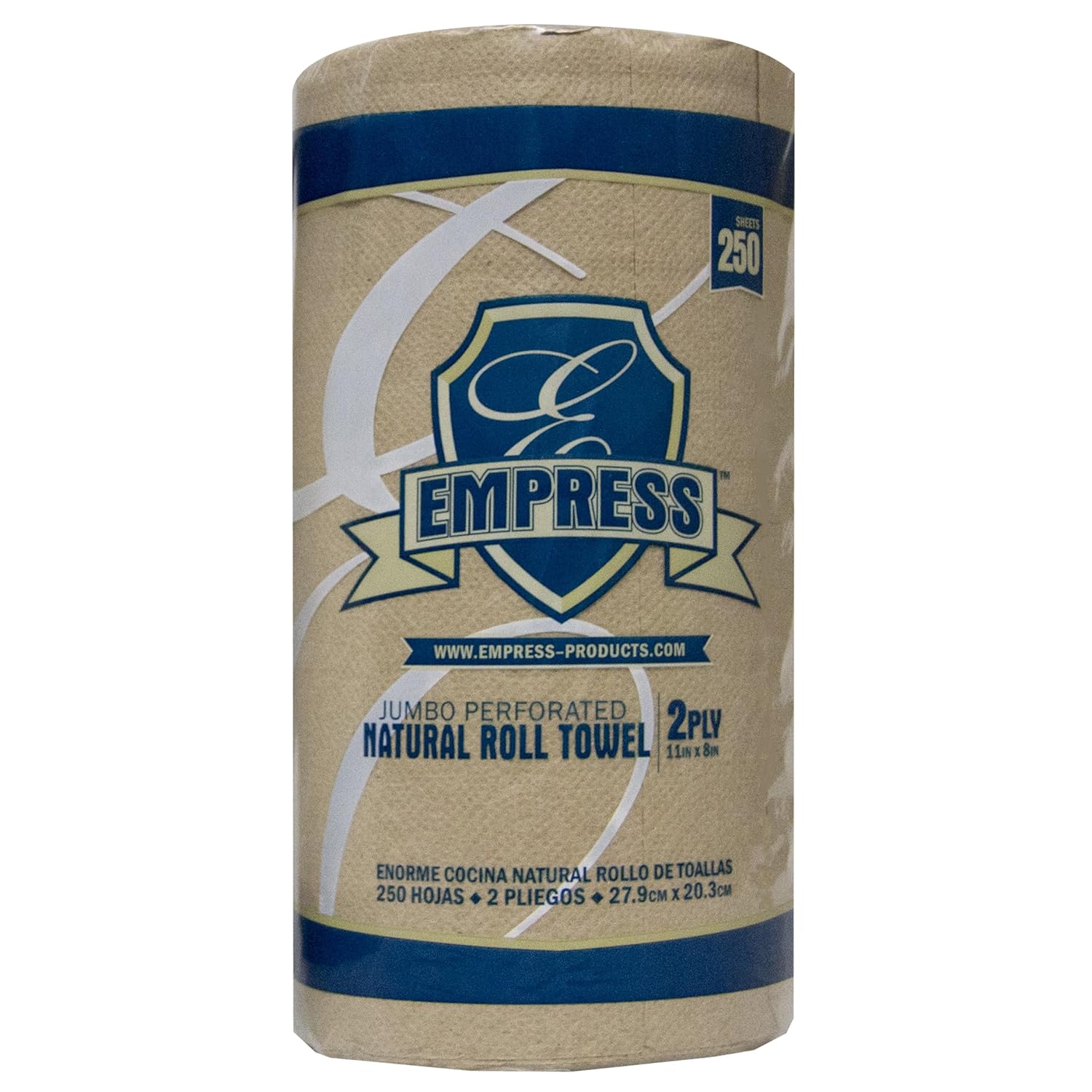 Empress E21251 Kitchen Roll Towel, 2-Ply, 8" x 11", 11.5" Height, 15.93" Width, 22.68" Length, Natural Kraft (Pack of 3000)