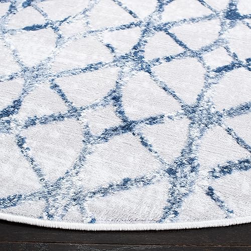 Miniatura 35 de SAFAVIEH Amelia Collection - Alfombra de área de 5.3 x 7.6 pies, color gris y azul marino, diseño geométrico, no desprende pelusa y de fácil