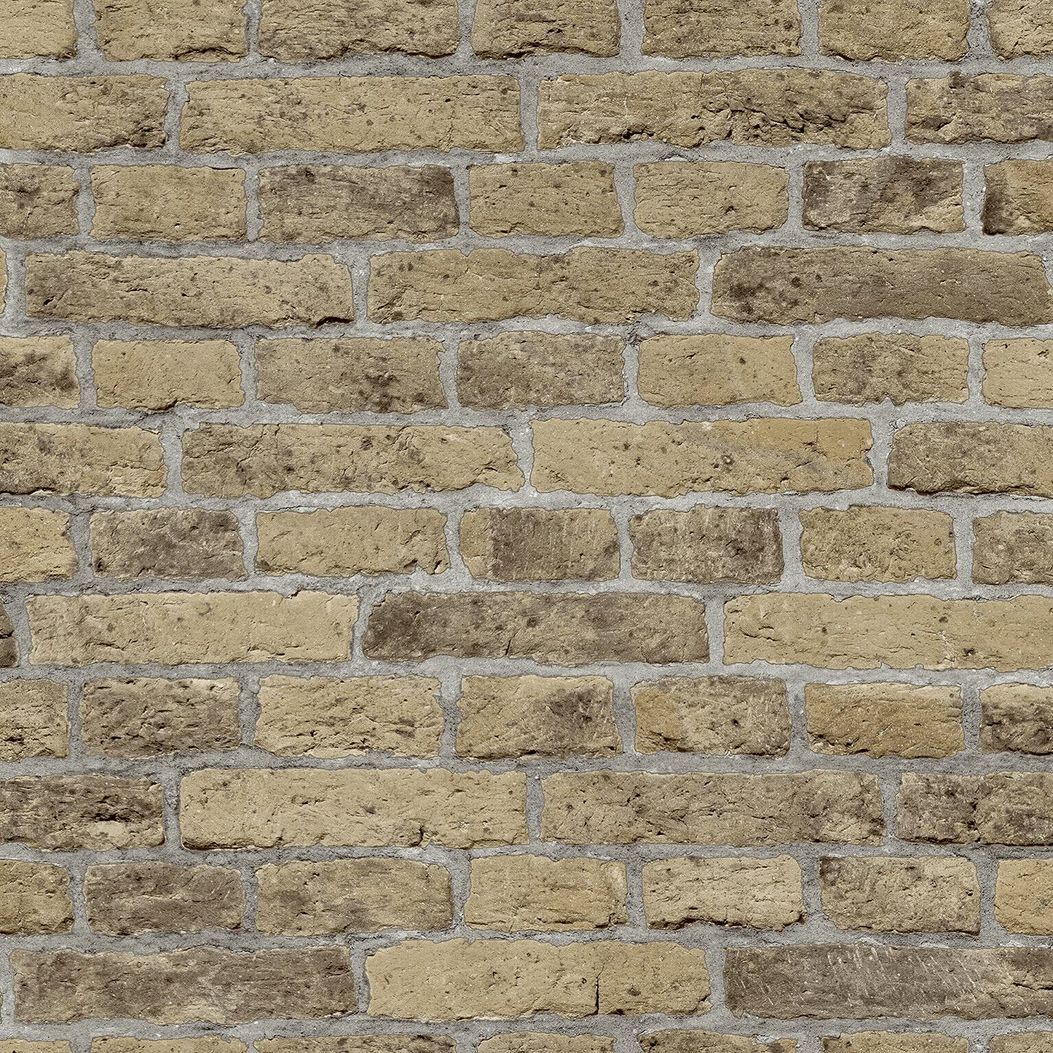 Exclusive New Realistic 3D Vintage Brick Effect Rustic Stone Grey Textured Wallpaper (Beige AL1037)