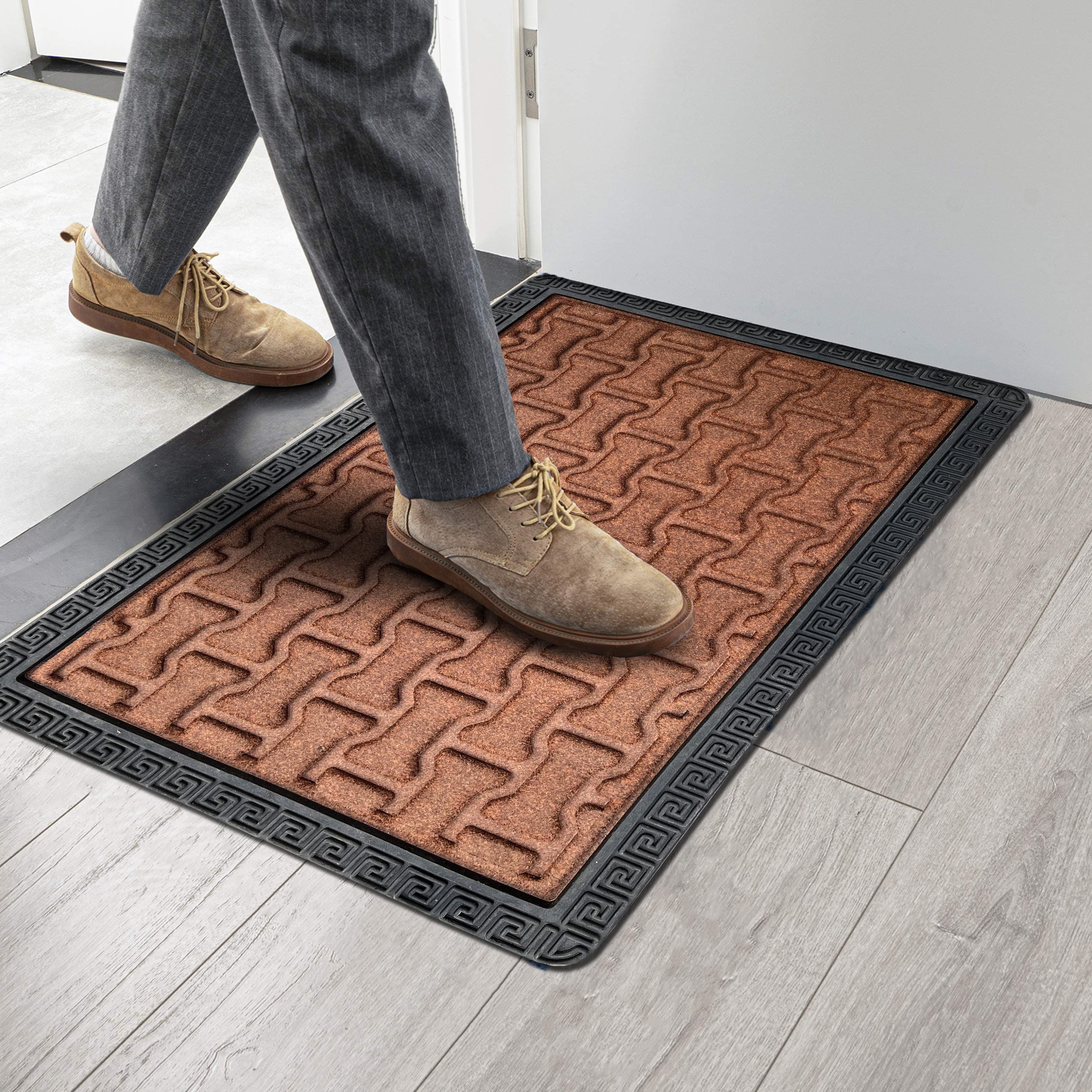 amazelo cart Polypropylene Anti Skid Door Mat for Entrance - Modern Stylish Washable Floor Rug Bath Mats for Home, Office, Bathroom, Living Room Kitchen & Hall Use (Rust)